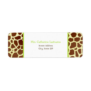 Giraffe Print & Green Address Label Sticker