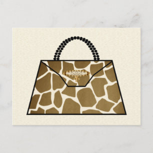 Giraffe Print Handbag Postcard