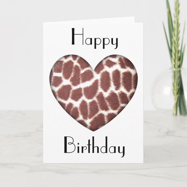 Giraffe Print Heart Birthday Card (Front)