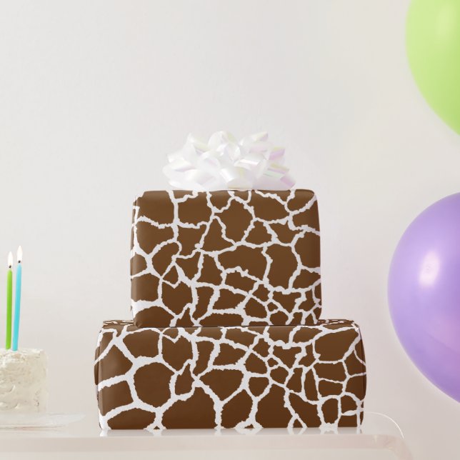 Giraffe print in chocolate and cream wrapping paper (Party Gifts)