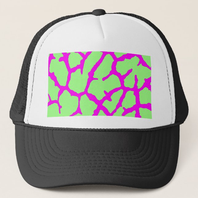 Giraffe Print Mint Fuchsia Trucker Hat (Front)