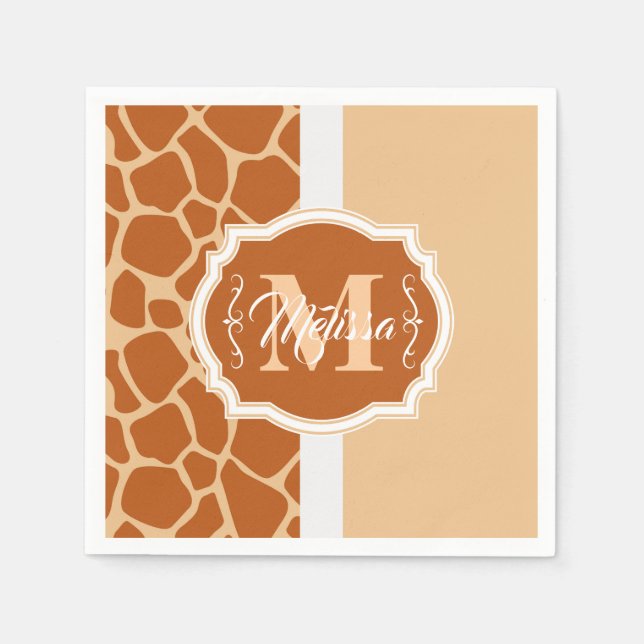 Giraffe Print Monogram Napkin (Front)