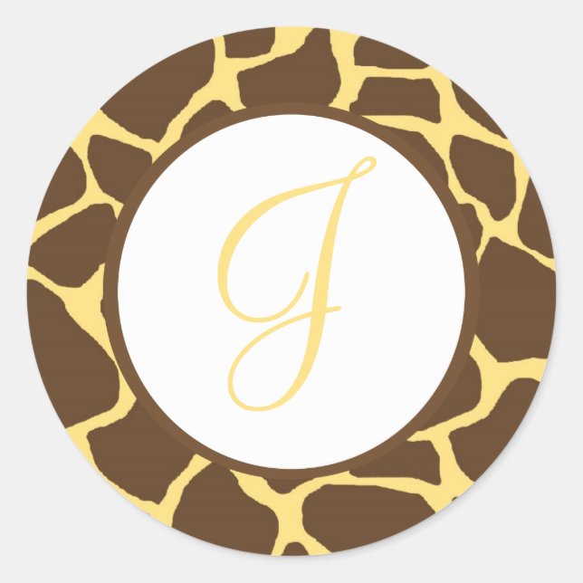 Giraffe Print Monogrammed Stickers (Front)