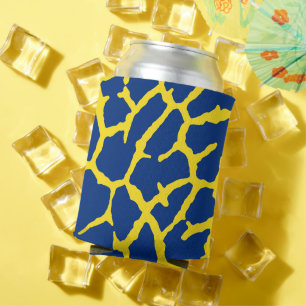 Giraffe Print Navy Yellow Can Cooler