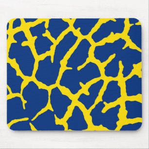 Giraffe Print Navy Yellow Mouse Pad