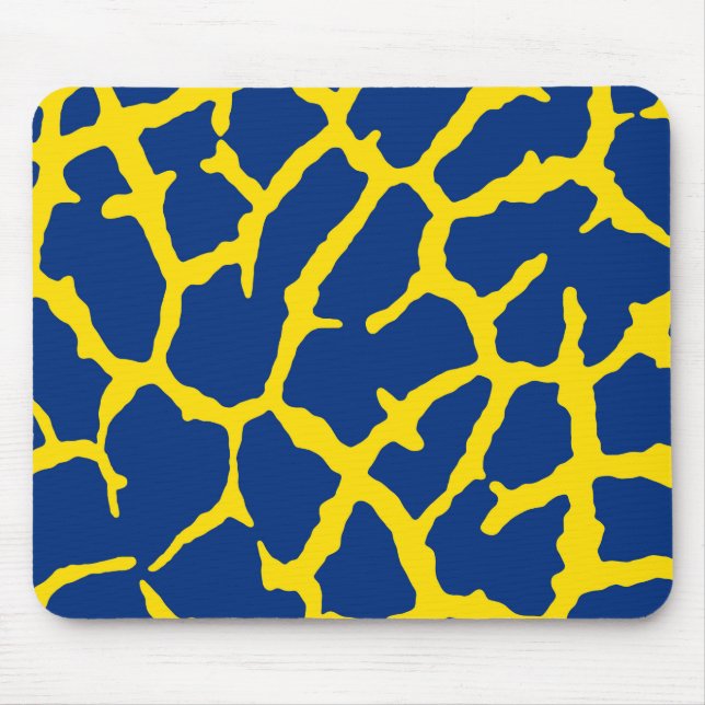 Giraffe Print Navy Yellow Mouse Pad (Front)