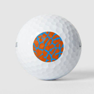 Giraffe Print Orange Cyan Golf Balls