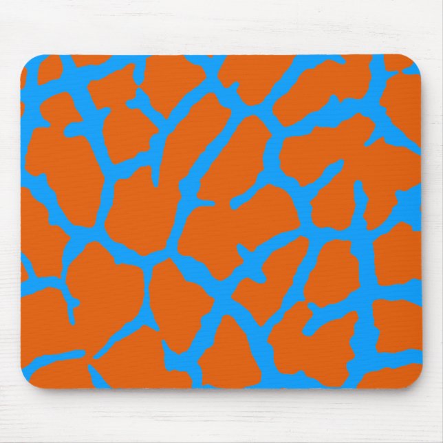 Giraffe Print Orange Cyan Mouse Pad (Front)
