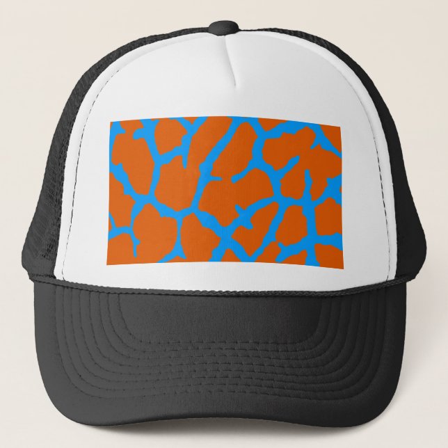 Giraffe Print Orange Cyan Trucker Hat (Front)