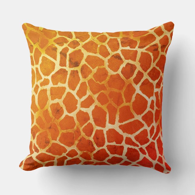 Giraffe Print Orange Yellow Abstract Throw Pillow (Front)