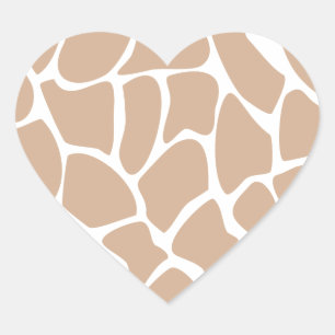 Giraffe Print Pattern in Beige. Heart Sticker