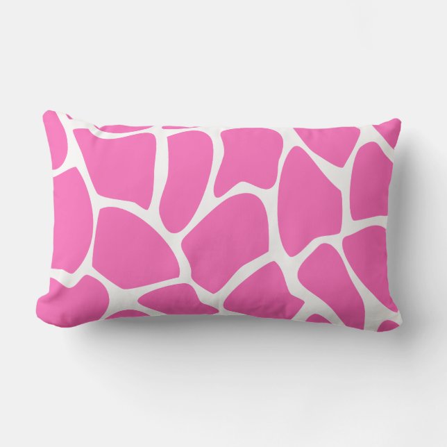 Giraffe Print Pattern in Bright Pink. Lumbar Cushion (Front)