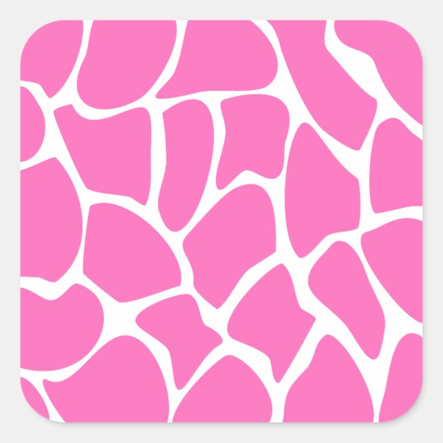 Giraffe Print Pattern in Bright Pink. Square Sticker (Front)