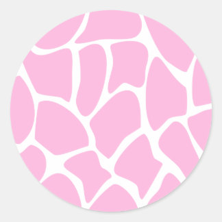 Giraffe Print Pattern in Candy Pink. Classic Round Sticker