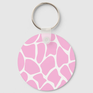 Giraffe Print Pattern in Candy Pink. Key Ring