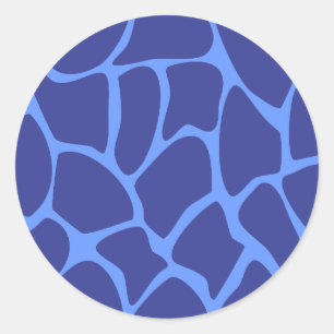 Giraffe Print Pattern in Dark Blue. Classic Round Sticker