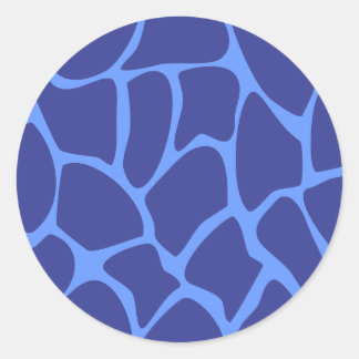 Giraffe Print Pattern in Dark Blue. Classic Round Sticker