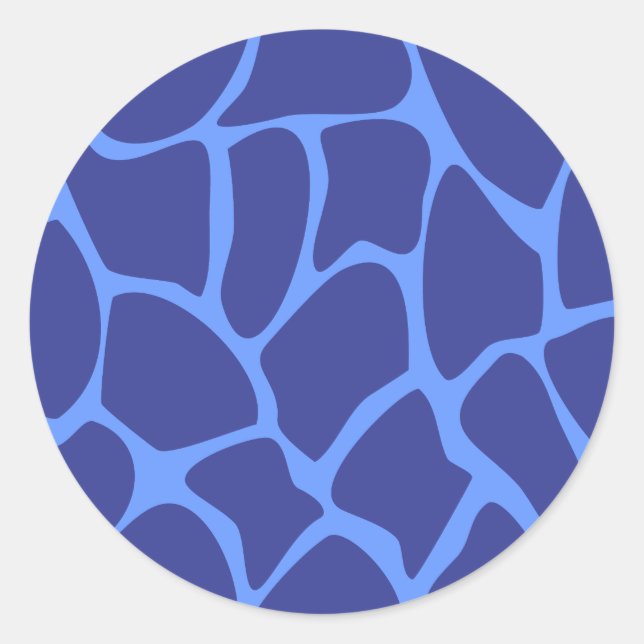 Giraffe Print Pattern in Dark Blue. Classic Round Sticker (Front)