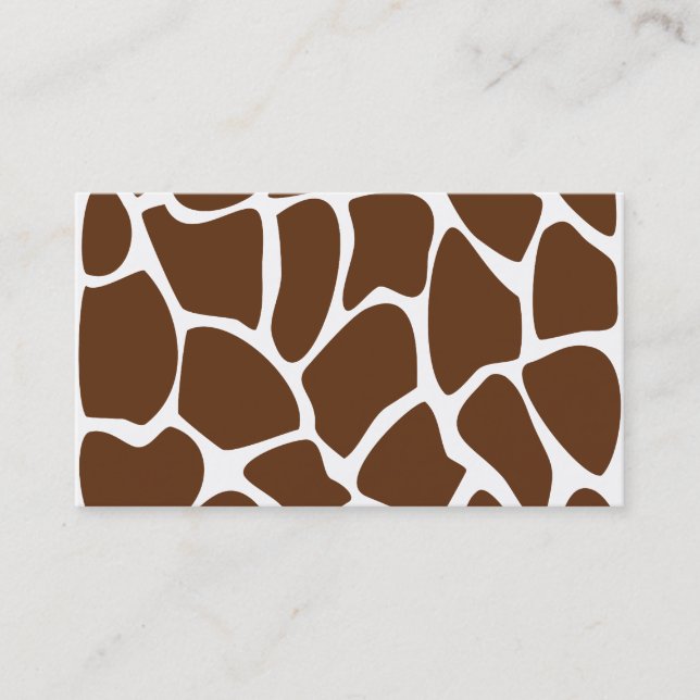 Giraffe Print Pattern in Dark Brown. Business Card (Front)