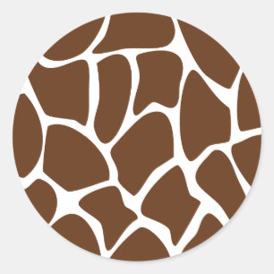 Giraffe Print Pattern in Dark Brown. Classic Round Sticker