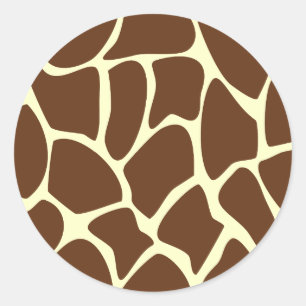 Giraffe Print Pattern in Dark Brown. Classic Round Sticker