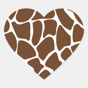 Giraffe Print Pattern in Dark Brown. Heart Sticker
