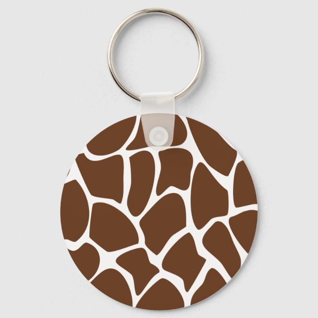 Giraffe Print Pattern in Dark Brown. Key Ring (Front)