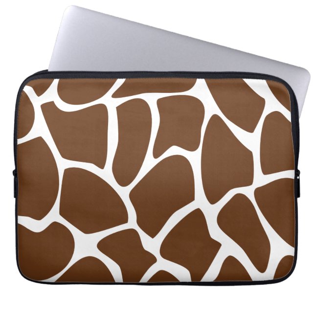 Giraffe Print Pattern in Dark Brown. Laptop Sleeve (Front)
