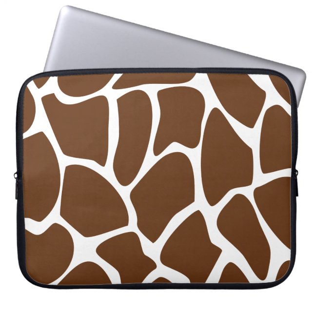 Giraffe Print Pattern in Dark Brown. Laptop Sleeve (Front)