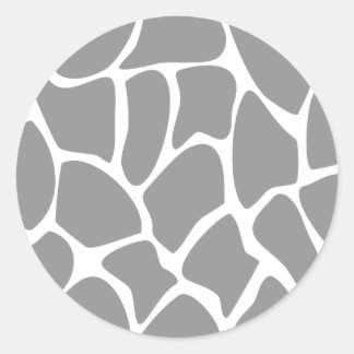 Giraffe Print Pattern in Grey. Classic Round Sticker