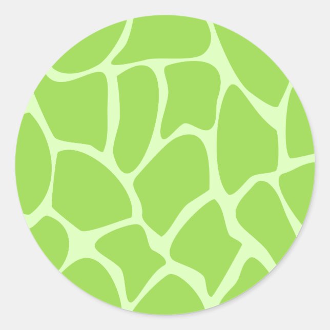 Giraffe Print Pattern in Lime Green. Classic Round Sticker (Front)