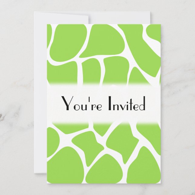 Giraffe Print Pattern in Lime Green. Invitation (Front)