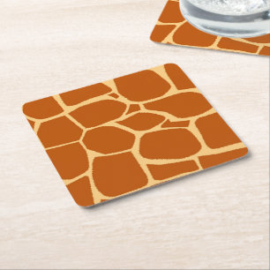 Giraffe print pattern square paper coaster