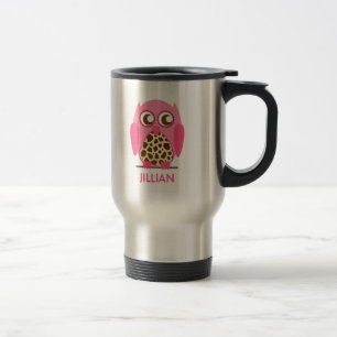 Giraffe Print & Pink Owl Personalised Mug