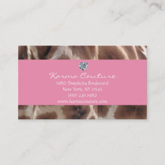 giraffe print pink w/ heart shaped diamond business card
