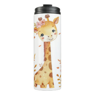 "Giraffe Print Plastic Thermos Bottle" Thermal Tumbler