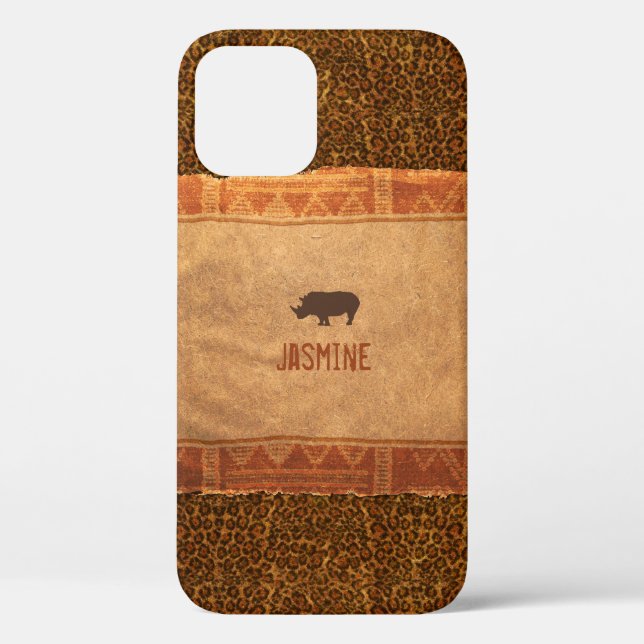 Giraffe Print Rhino African Theme Case-Mate iPhone Case (Back)