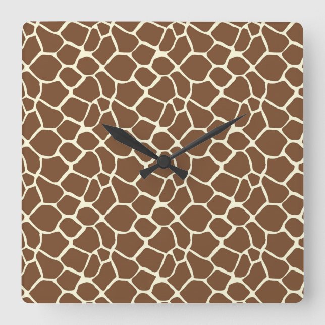 Giraffe Print Square Wall Clock (Front)
