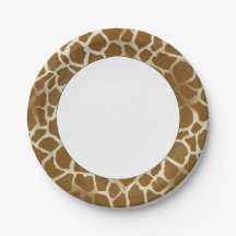 Giraffe Print White Centre Paper Plates