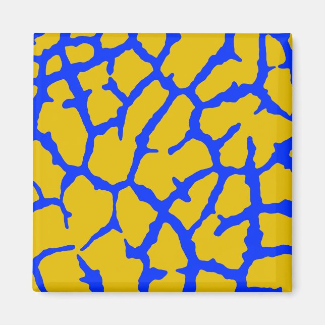 Giraffe Print Yellow Blue Magnet (Front)