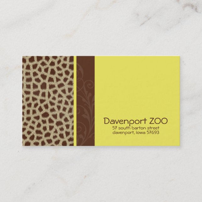 Giraffe Print [yellow] Business Cards (Front)