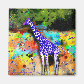 Giraffe Purple Psychedelic Magnet