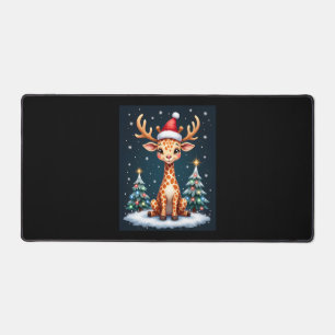 Giraffe Reindeer Hat Santa Christmas Tree Funny Xm Desk Mat