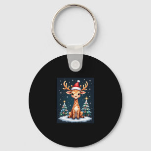 Giraffe Reindeer Hat Santa Christmas Tree Funny Xm Key Ring