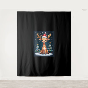Giraffe Reindeer Hat Santa Christmas Tree Funny Xm Tapestry