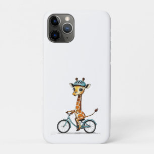 Giraffe Riding a Bicycle – Hand-Drawn Pencil Art iPhone 11 Pro Case