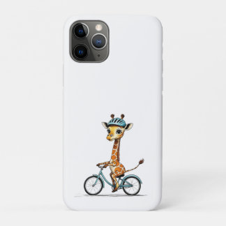 Giraffe Riding a Bicycle – Hand-Drawn Pencil Art iPhone 11 Pro Case
