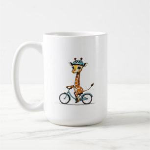 Giraffe Riding a Bicycle – Hand-Drawn Pencil Art Coffee Mug