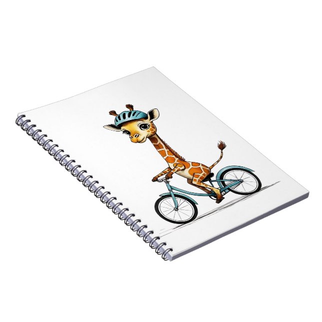 Giraffe Riding a Bicycle – Hand-Drawn Pencil Art Notebook (Right Side)