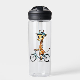 Giraffe Riding a Bicycle – Hand-Drawn Pencil Art Water Bottle